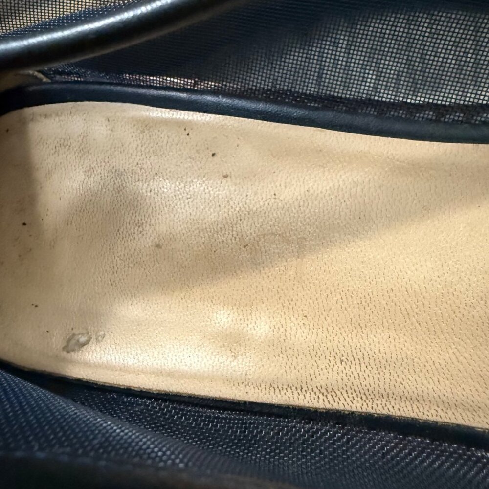 Gucci Mesh Navy Blue Leather Slip On Ballet Flats Womens Size 38/39 - Picture 5 of 10